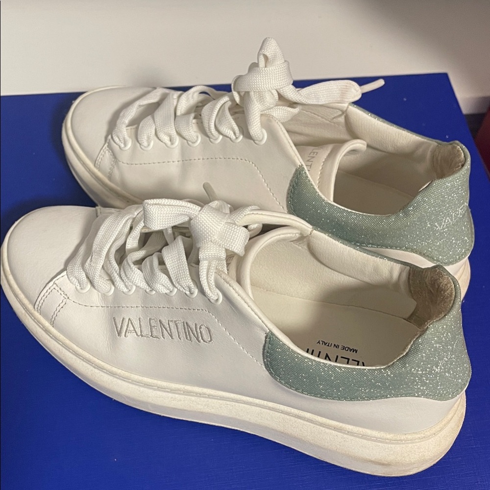 Valentino White and Mint Green Women's Sneakers